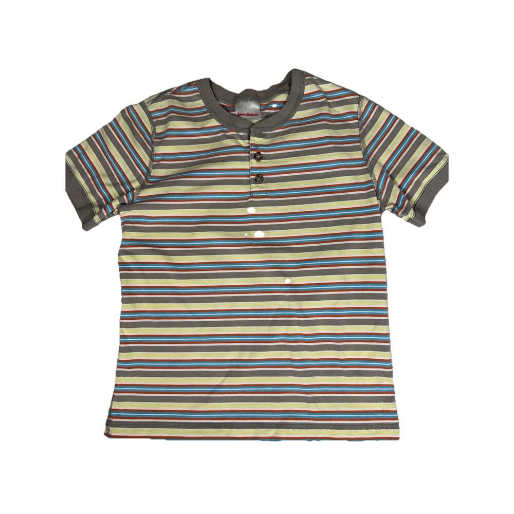 Hanna Andersson Relaxed Fit tan Striped Henley Tee unisex Kids 140cm US 10